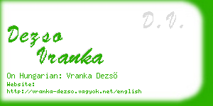dezso vranka business card